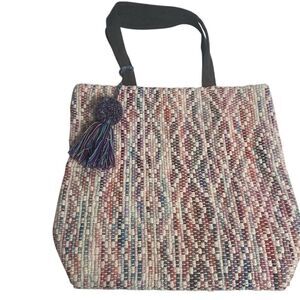 Ruggine Women's‎ Multicolor Woven Fringe Tote Bag Boho-Chic